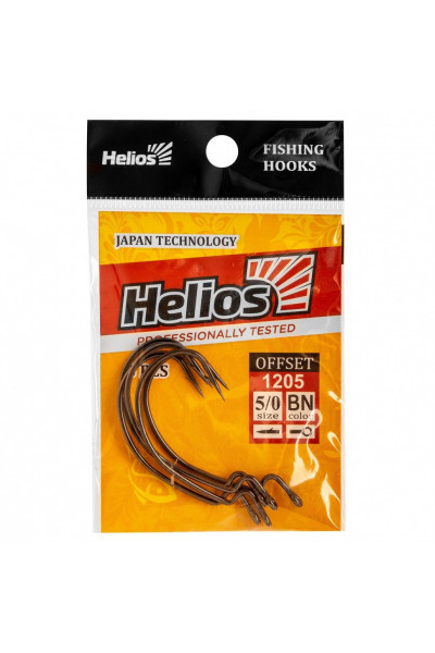 Крючок офсетный Helios №5/0 цвет BN (5 шт) HS-1205-5/0 Крючок офсетный Helios №5/0 цвет BN (5 шт) HS-1205-5/0