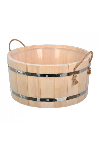 Ушат шайка для бани Банные Штучки С легким паром, с пластиковой вставкой липа 15 л 31139