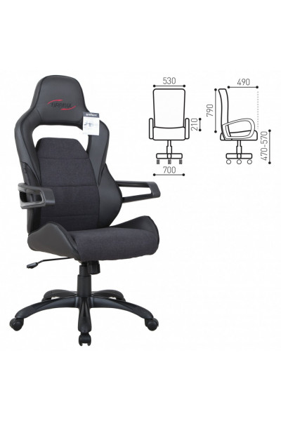 Кресло компьютерное Brabix Nitro GM-001 ткань/экокожа, черное 531817