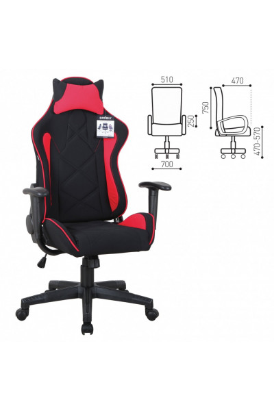 Кресло компьютерное Brabix GT Racer GM-101 ткань, черно-красное 531820 Кресло компьютерное Brabix GT Racer GM-101 ткань, черно-красное 531820