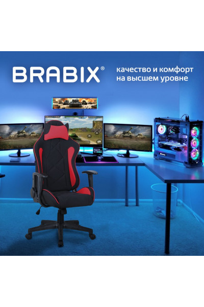 Кресло компьютерное Brabix GT Racer GM-101 ткань, черно-красное 531820 Кресло компьютерное Brabix GT Racer GM-101 ткань, черно-красное 531820