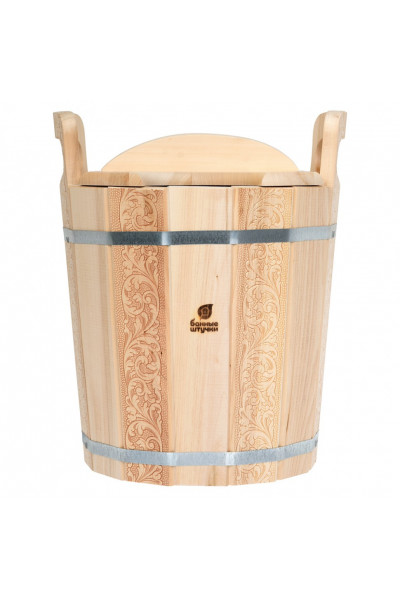 Запарник с крышкой Банные Штучки Цветы, с пластиковой вставкой, липа 14 л 32695 Запарник с крышкой Банные Штучки Цветы, с пластиковой вставкой, липа 14 л 32695