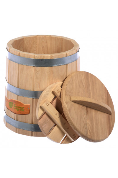 Кадка для воды и солений Банные Штучки с крышкой и гнетом дуб 15 л 33230