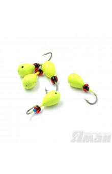 Мормышка литая Яман Капля, 0,6 г, Kumho №28, цвет фц. желтый (5 шт.) Я-МР1247ФЖ