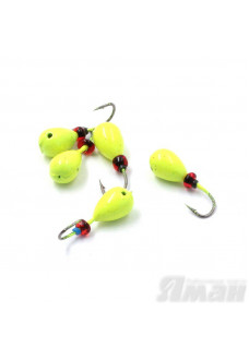 Мормышка литая Яман Капля, 0,6 г, Kumho №28, цвет фц. желтый (5 шт.) Я-МР1247ФЖ