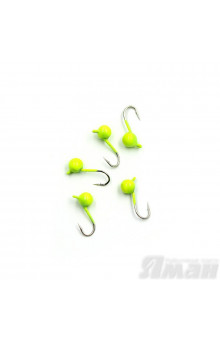Мормышка вольфрам Яман Шар с ушками, р.4, 0,80 г, цвет лимон (5 шт.) Я-МР1481