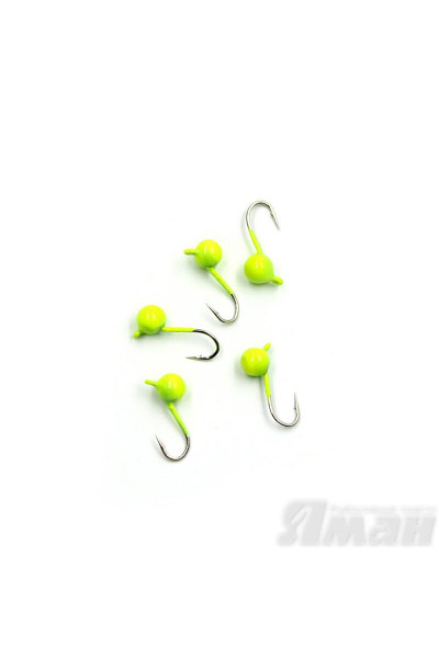 Мормышка вольфрам Яман Шар с ушками, р.4, 0,80 г, цвет лимон (5 шт.) Я-МР1481