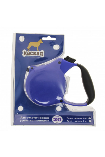 Поводок рулетка Каскад трос 5 м, 15 кг, синий Поводок рулетка Каскад трос 5 м, 15 кг, синий