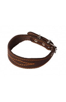 Ошейник кожаный прошитый для левретки, таксы Каскад на шею 25-32 см