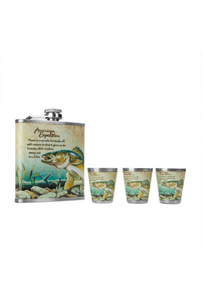 Фляжка и набор стопок Рыба 210 мл А02 Фляжка и набор стопок Рыба 210 мл А02