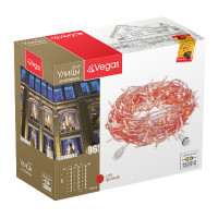 Уличная светодиодная гирлянда (красный свет) Vegas Занавес 96 LED, 6 нитей, 1х2 м, 24V 55021