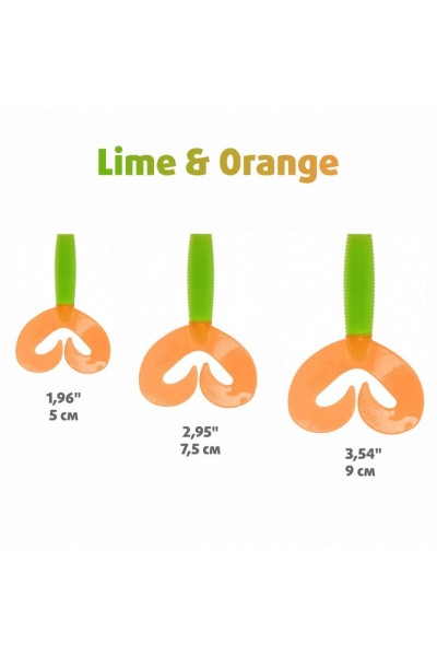 Твистер Helios Credo Double Tail 2,95/7,5 см, цвет Lime & Orange 7 шт HS-12-020 Твистер Helios Credo Double Tail 2,95/7,5 см, цвет Lime & Orange 7 шт HS-12-020