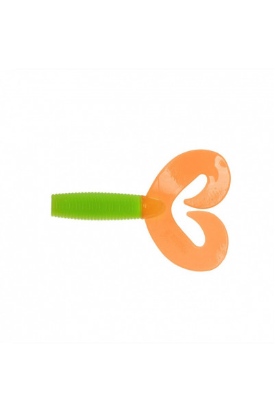 Твистер Helios Credo Double Tail 2,95/7,5 см, цвет Lime & Orange 7 шт HS-12-020
