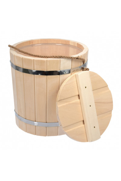 Ведро для бани Банные Штучки С легким паром, с пластиковой вставкой и крышкой, липа 9 л 31202