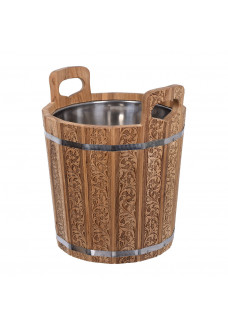 Запарник Банные Штучки Цветочный Орнамент с нержавеющей вставкой, дуб 20 л 33380