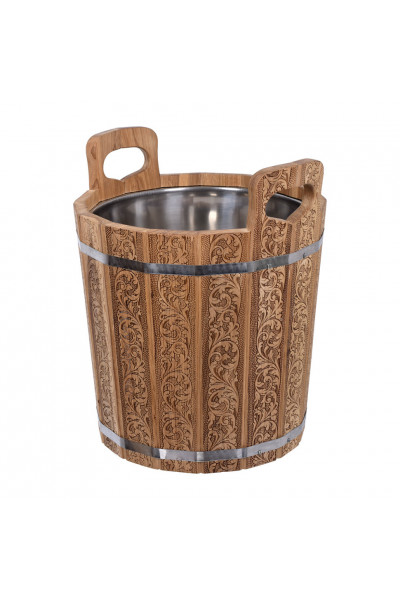 Запарник Банные Штучки Цветочный Орнамент с нержавеющей вставкой, дуб 20 л 33380