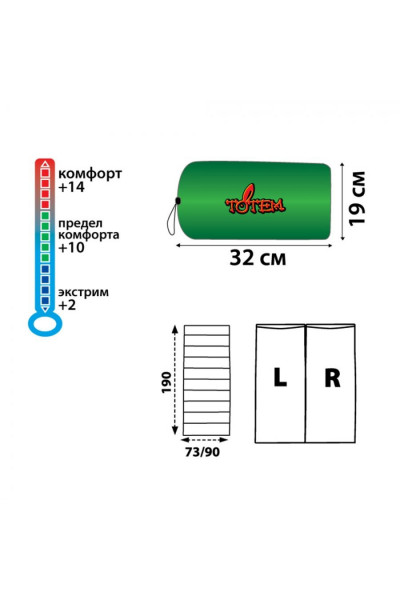 Спальный мешок Totem Woodcock олива, L TTS-001 Спальный мешок Totem Woodcock олива, L TTS-001