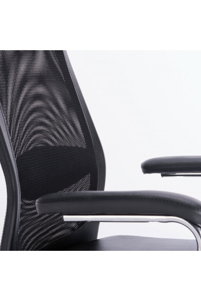 Кресло офисное Brabix Flight EX-540 сетка/экокожа, черное 531850 Кресло офисное Brabix Flight EX-540 сетка/экокожа, черное 531850