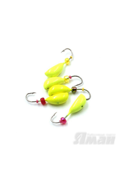 Мормышка литая Яман Жучок, 0,5 г, Kumho №27, цвет фц. желтый (5 шт.) Я-МР1246ФЖ