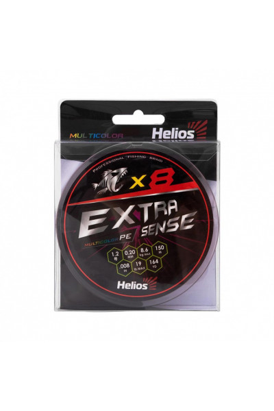 Шнур плетеный Helios Extrasense X8 PE 1.2/19LB 0,20мм 150м Multicolor HS-ES-X8-1.2/19LB Шнур плетеный Helios Extrasense X8 PE 1.2/19LB 0,20мм 150м Multicolor HS-ES-X8-1.2/19LB