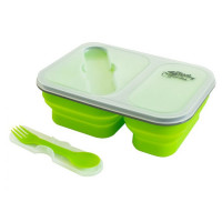 Контейнер для еды Tramp 900мл силикон, 2 отсека, с ловилкой олива TRC-090