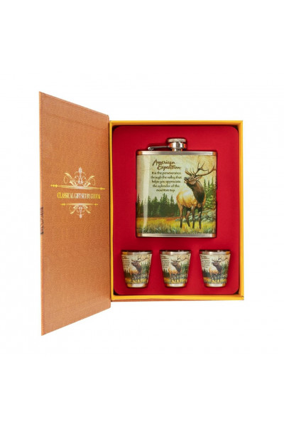 Фляжка и набор стопок Олень 210 мл А04 Фляжка и набор стопок Олень 210 мл А04