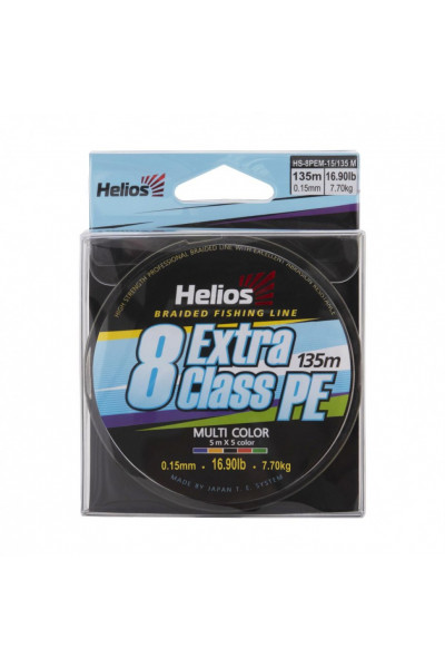 Шнур плетеный Helios Extra Class 8 PE Braid 0,15мм 135м Multicolor HS-8PEM-15/135 M