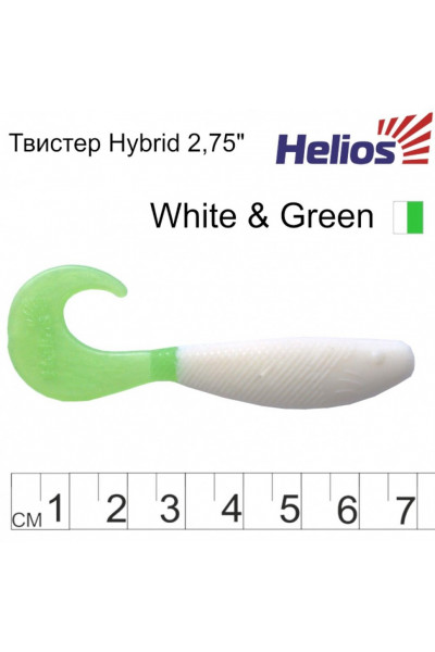 Твистер Helios Hybrid 2,75/7,0 см, цвет White & Green 7 шт HS-13-016 Твистер Helios Hybrid 2,75/7,0 см, цвет White & Green 7 шт HS-13-016