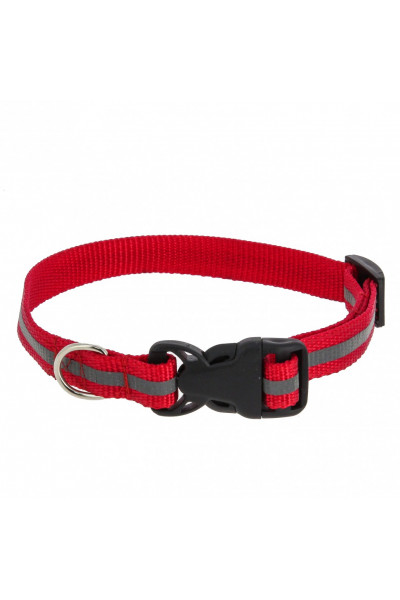 Ошейник светоотражающий нейлон Каскад с пряжкой-защелкой 1 см на шею 20-30 см, красный
