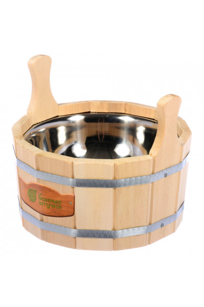 Ушат шайка для бани Банные Штучки с нержавеющей вставкой, липа 6,5 л 33216